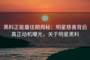 黑料正能量往期揭秘：明星慈善背后真正动机曝光，关于明星黑料