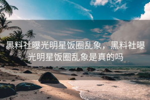 黑料社曝光明星饭圈乱象，黑料社曝光明星饭圈乱象是真的吗