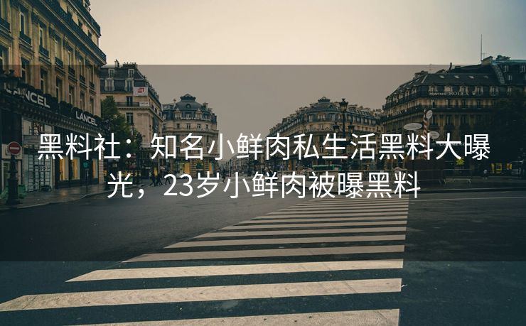 黑料社：知名小鲜肉私生活黑料大曝光，23岁小鲜肉被曝黑料