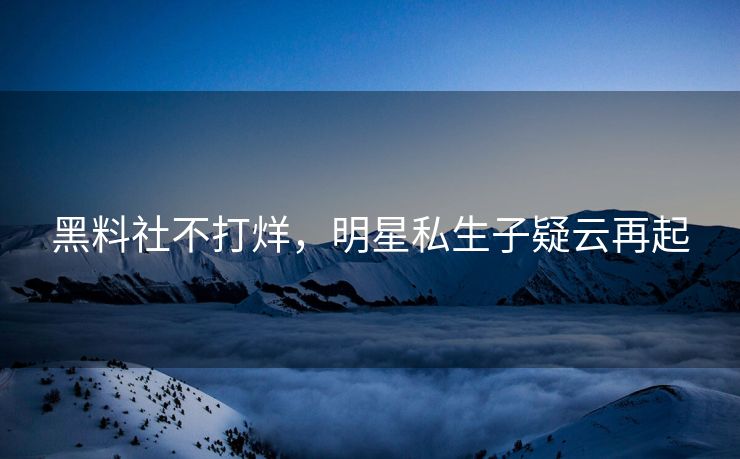 黑料社不打烊，明星私生子疑云再起