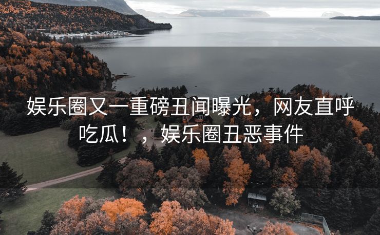 娱乐圈又一重磅丑闻曝光，网友直呼吃瓜！，娱乐圈丑恶事件