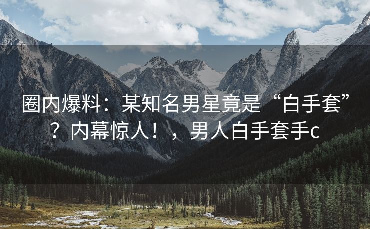 圈内爆料：某知名男星竟是“白手套”？内幕惊人！，男人白手套手c