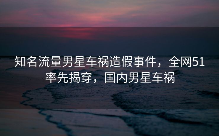 知名流量男星车祸造假事件，全网51率先揭穿，国内男星车祸