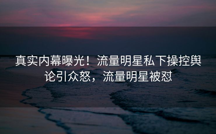 真实内幕曝光！流量明星私下操控舆论引众怒，流量明星被怼