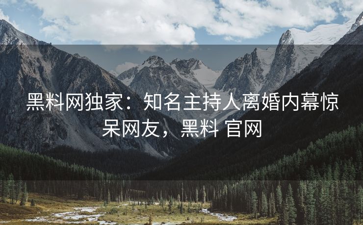 黑料网独家：知名主持人离婚内幕惊呆网友，黑料 官网