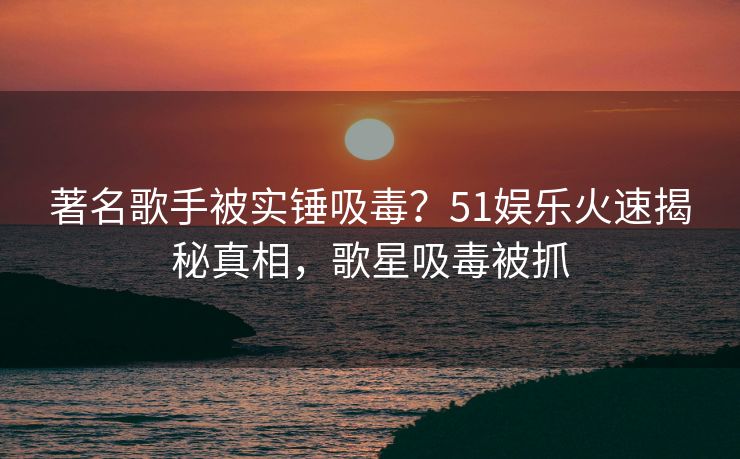 著名歌手被实锤吸毒？51娱乐火速揭秘真相，歌星吸毒被抓